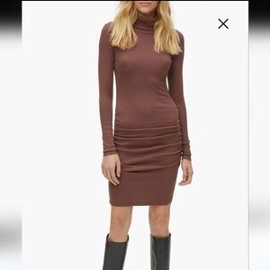 NWOT Michael Stars Burgundy Bodycone Dress XL Mock Nick Fitted Modal